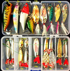 Fishing Bait & Tackle Kits with soft & hard Lures, Wobblers, Metal Jig Spoons and Accessories