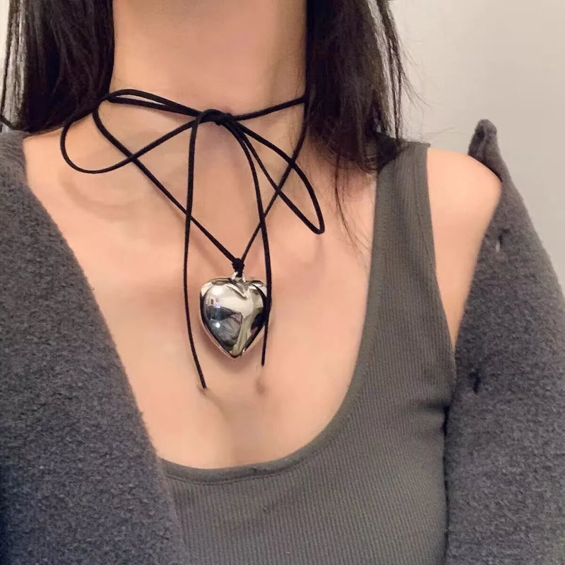 Goth Black Heart Pendant