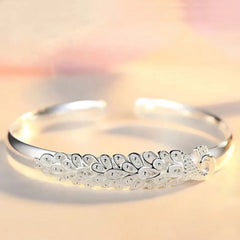 New  sterling silver elegant Peacock opening screen bracelet Bangles for women fashion party wedding Accessories jewelry gift