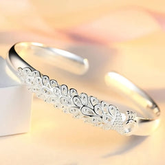 New  sterling silver elegant Peacock opening screen bracelet Bangles for women fashion party wedding Accessories jewelry gift