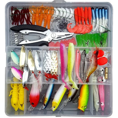 Fishing Bait & Tackle Kits with soft & hard Lures, Wobblers, Metal Jig Spoons and Accessories