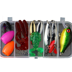 Fishing Bait & Tackle Kits with soft & hard Lures, Wobblers, Metal Jig Spoons and Accessories